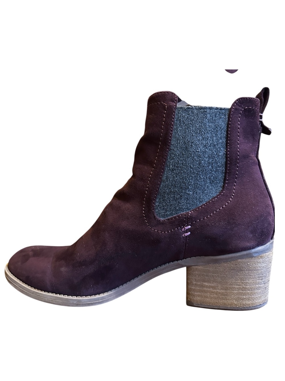 DV8 Burgundy Suede Chelsea Ankle Boots Pull On size 9
